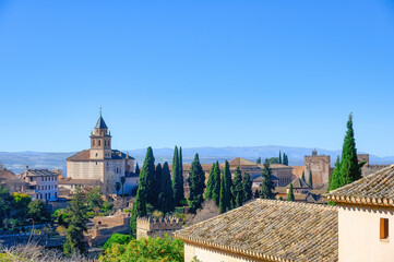 Fototapeta na wymiar Islamic medieval style architecture in Alhambra, Granada, Spain
