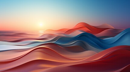 As the sky erupts in vibrant hues, the landscape of sand and dunes comes alive with the abstract beauty of a wild sunset over the colorful hills