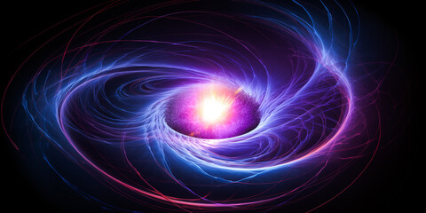 science background with particles and waves plasma, quantum technology 