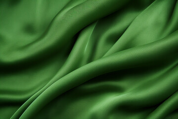 Green wavy silk fabric texture as background
