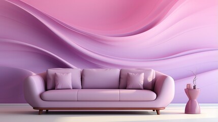 A bold and vibrant loveseat rests against a soft pink wall, inviting you to sink into its plush cushions and lose yourself in the playful and eclectic design of this indoor oasis