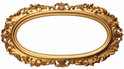 antique gold frame  on  white background generated by AI
