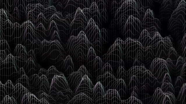 Puffed: Organic abstract waving generative terrain landscape wireframe
