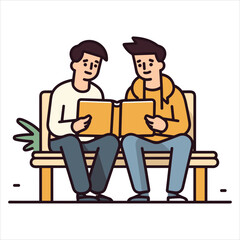 reading book cartoon vector