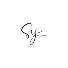 SY initial signature logo. Handwriting logo template vector