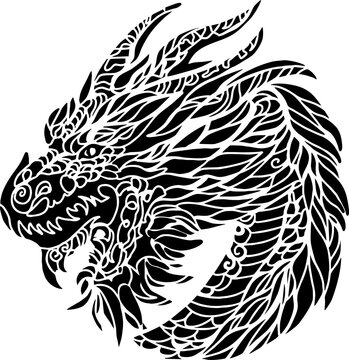 Dragon, vector drawing, chinese dragon, new year, Happy Chinese new year 2024 Zodiac sign, year of the  Traditional Chinese Dragon. Set of Chinese character translate dragon, vector 