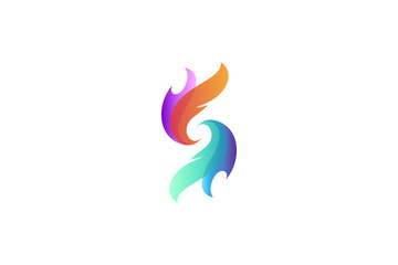 Obraz premium letter s and fire element colorful gradient logo design