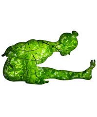 Yoga postures with green leaf print, nature effect.
This image is part of a set of 50 yoga poses perfect for creating beautiful designs, for your website, social networks, products, etc.