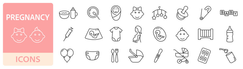 Baby and pregnancy icons set. Maternity icon. Vector illustration
