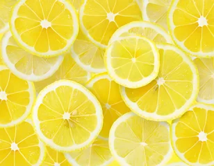 Foto op Plexiglas Lemon citrus slices bold yellow texture summer background © Merlin