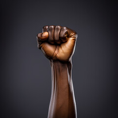 Fototapeta na wymiar big is the force of a black fist raised for Black History Month