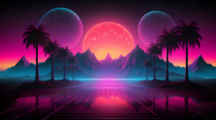 Naklejka premium tech synthwave background