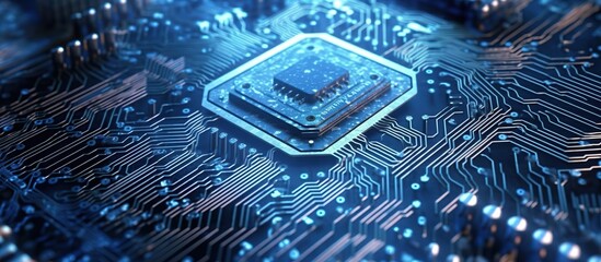 Computer hardware, Circuit board, Chip processor technology background. AI generated