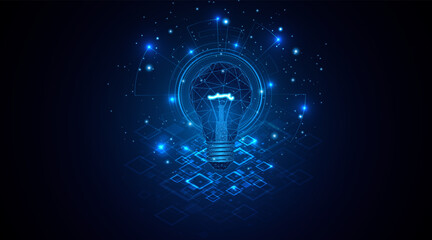 Electric or creative light bulb. Global internet connection concept for business. advanced digital technology	 - obrazy, fototapety, plakaty
