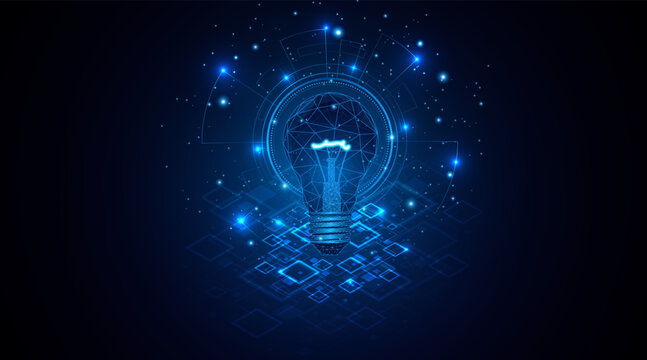 Electric or creative light bulb. Global internet connection concept for business. advanced digital technology	