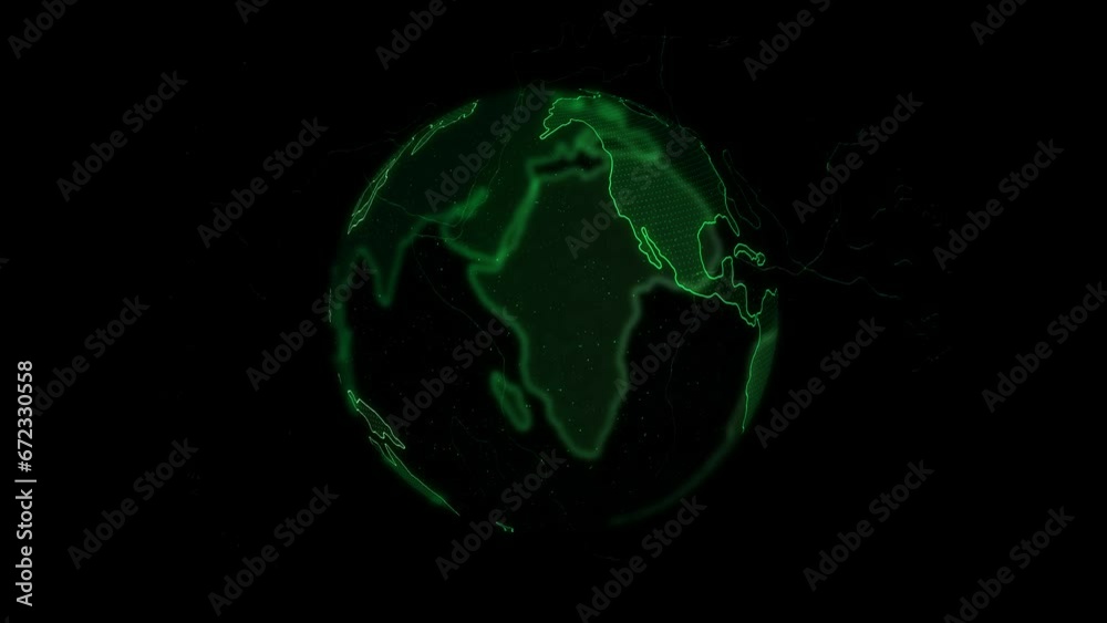 Aufkleber earth rotating in loop at night. shiny bright city lights visible from space. animation of blue plan