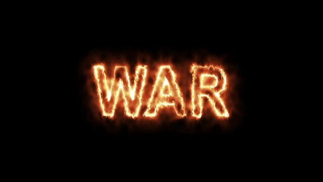 Animation Fire Text No War On Black Background in 4K.