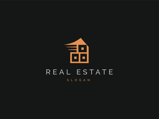 Real estate logo image simple and creative line art style. Construction Architecture Building design, concept. Business company Modern House logo template vector.