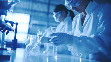 A medical laboratory technician conducts advanced laboratory tests. Generative AI - obrazy, fototapety, plakaty
