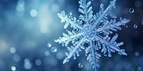 A close-up macro shot of a snowflake background - generative ai