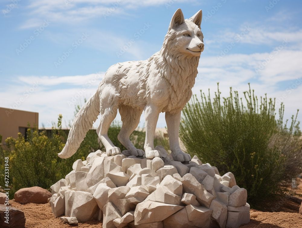 Wall mural a marble statue of a coyote