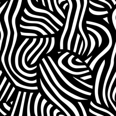 black and white seamless pattern with doodle bold lines