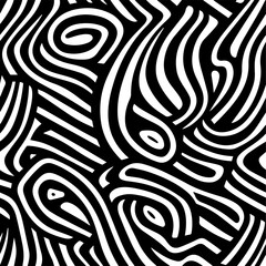 black and white seamless pattern with doodle bold lines