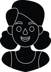 Cartoon Black and White Isolated Illustration Vector Of A Woman's Face And Neck Portrait