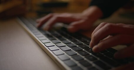 Typing On Computer Keyboard Late Office Working Business Corporate