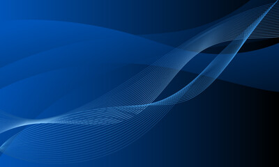 Obraz premium blue lines wave curves soft gradient abstract background