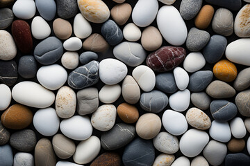 Fototapeta na wymiar Multi-colored pebbles with intricate patterns and textures