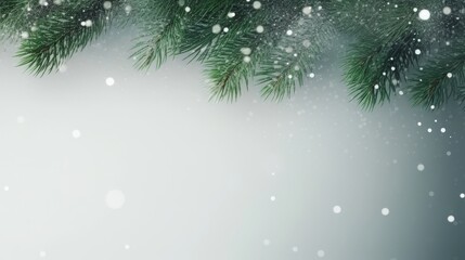 New Year and Christmas background with fir tree branches and sparkles.