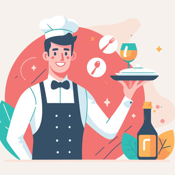 Vector Illustration of Waiter's Day