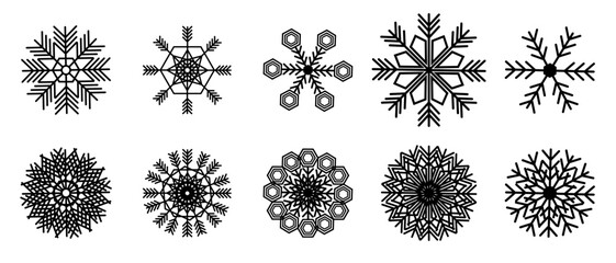Collection of snowflakes - Vector Illustration