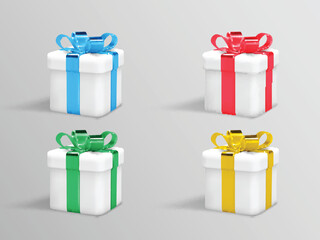 Set of 3d Gift Boxes with Different Colors