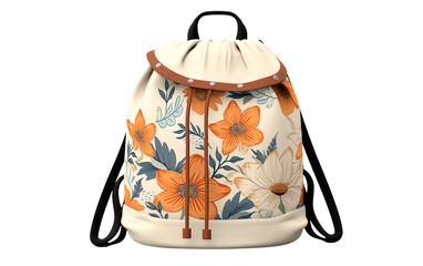 Retro Floral Backpack Generation, on transparent background