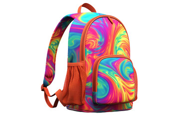 Vibrant Tie-Dye 3D Backpack, on transparent background
