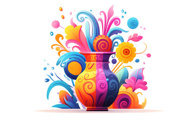 Playful Amusement Vase, on transparent background
