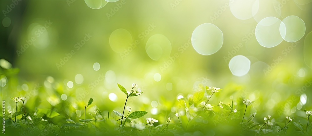 Wall mural A background of green nature with bokeh