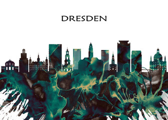 Dresden Skyline. Cityscape Skyscraper Buildings Landscape City Downtown Abstract Landmarks Travel Business Building View Corporate Background Modern Art Architecture 