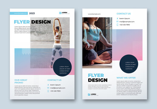 Colorful Business Flyer Layout with Flat Pastele Elements