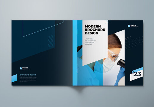 Square Business Report Cover Layout with flat Elements
