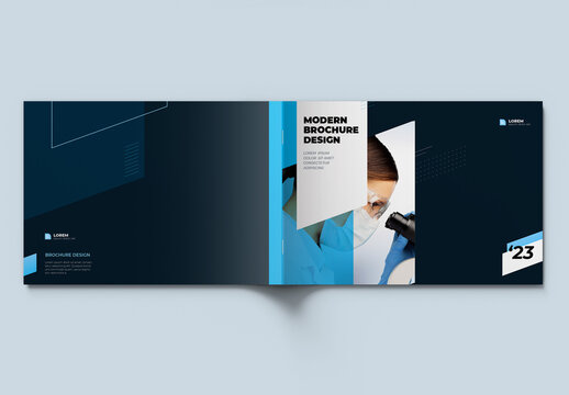 Landscape Business Report Cover Layout with flat Elements
