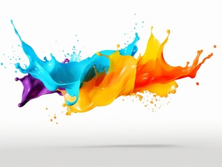 mix color paint splash on white background