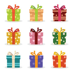 Set of Gift Boxes with Different Colors