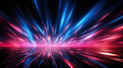 Abstract futuristic background with pink blue glowing neon moving high speed lines and bokeh lights. Data transfer concept.