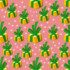 pattern with present festive gifts box vector 