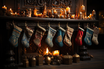 Cozy Christmas Vibes: Warm Socks by the Fireplace, Embracing Holiday Comfort and Festive Cheer (AI Generated) 