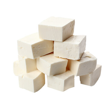 paneer chunks isolated on transparent background, png