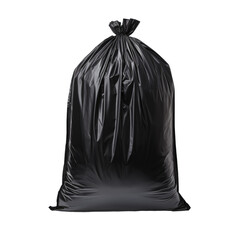 black garbage bag isolated on transparent background - obrazy, fototapety, plakaty